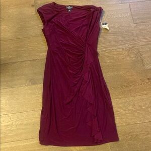 NWT American Living Red Fuschia Draped Ruched Cocktail Career Work Dress 8 M